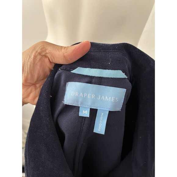 Navy Blazer Crushed Velvet Draper James Jacket With Pockets Size Medium - Picture 2 of 8